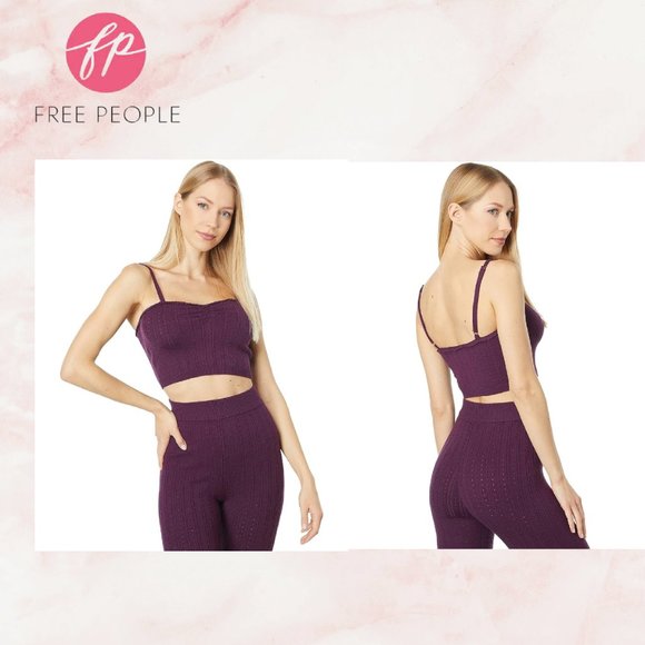 Free People Morning Light Royal Purple Loungewear Exercise Yoga Leggings NEW SET - Picture 2 of 5
